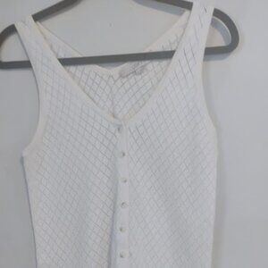 LOFT Sleeveless Diamond-Knit Button-Down Top in Size M